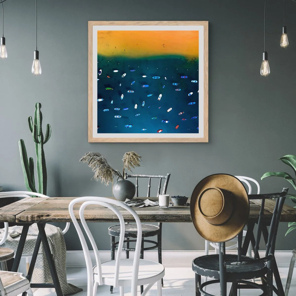 Affiche dans un chêne clair - Poster - Jeu de vacances - 40x40 cm