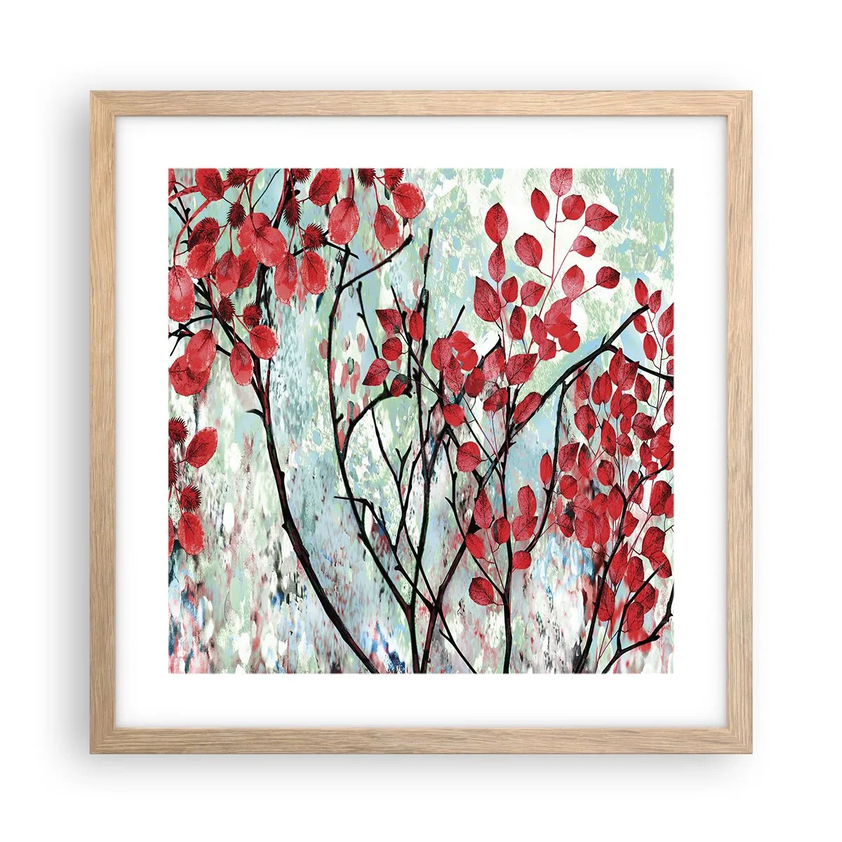 Affiche dans un chêne clair - Poster - Arbre en écarlate - 40x40 cm