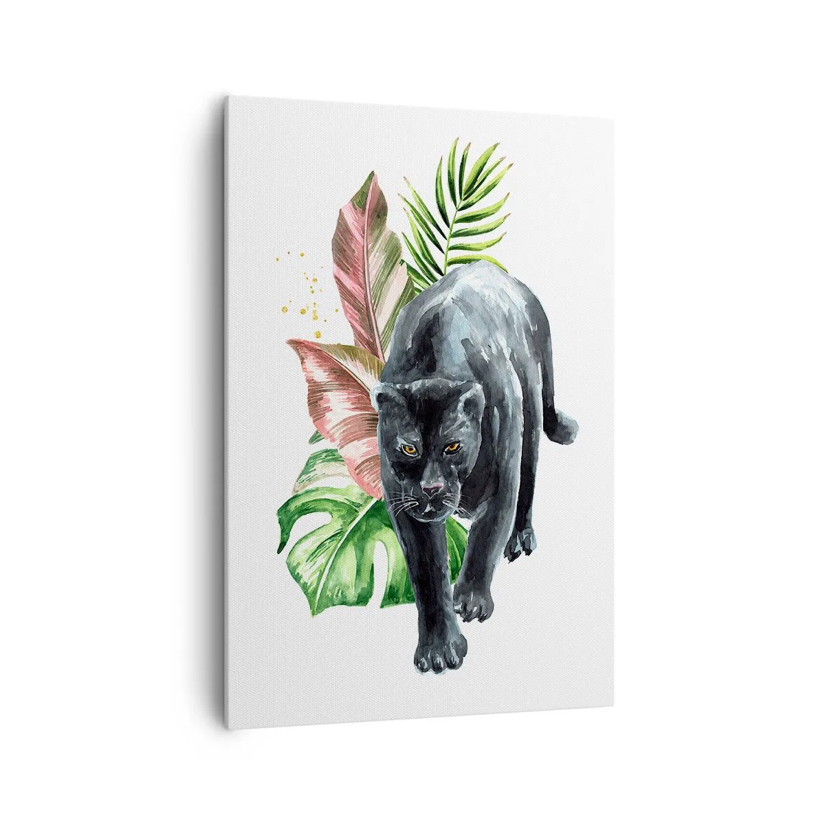 Impression sur toile - Image sur toile - Panthère noire entourée de feuilles tropicales - 70x100cm - Sauvagerie du coeur - Décoration murale moderne pour le salon et la chambre ARTTOR