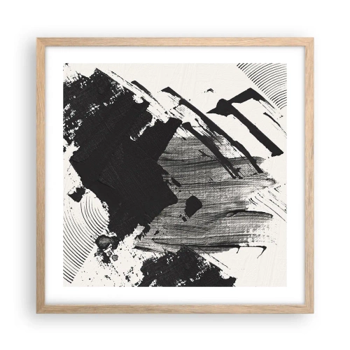 Affiche dans un chêne clair - Poster - Abstraction – expression du noir - 50x50 cm