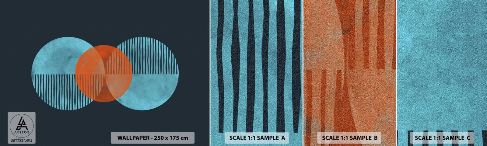 Échantillon De Papier Peint Standard Eco - Composition symétrique - Abstraction, Morceau, Motif géométrique - 100x30 cm