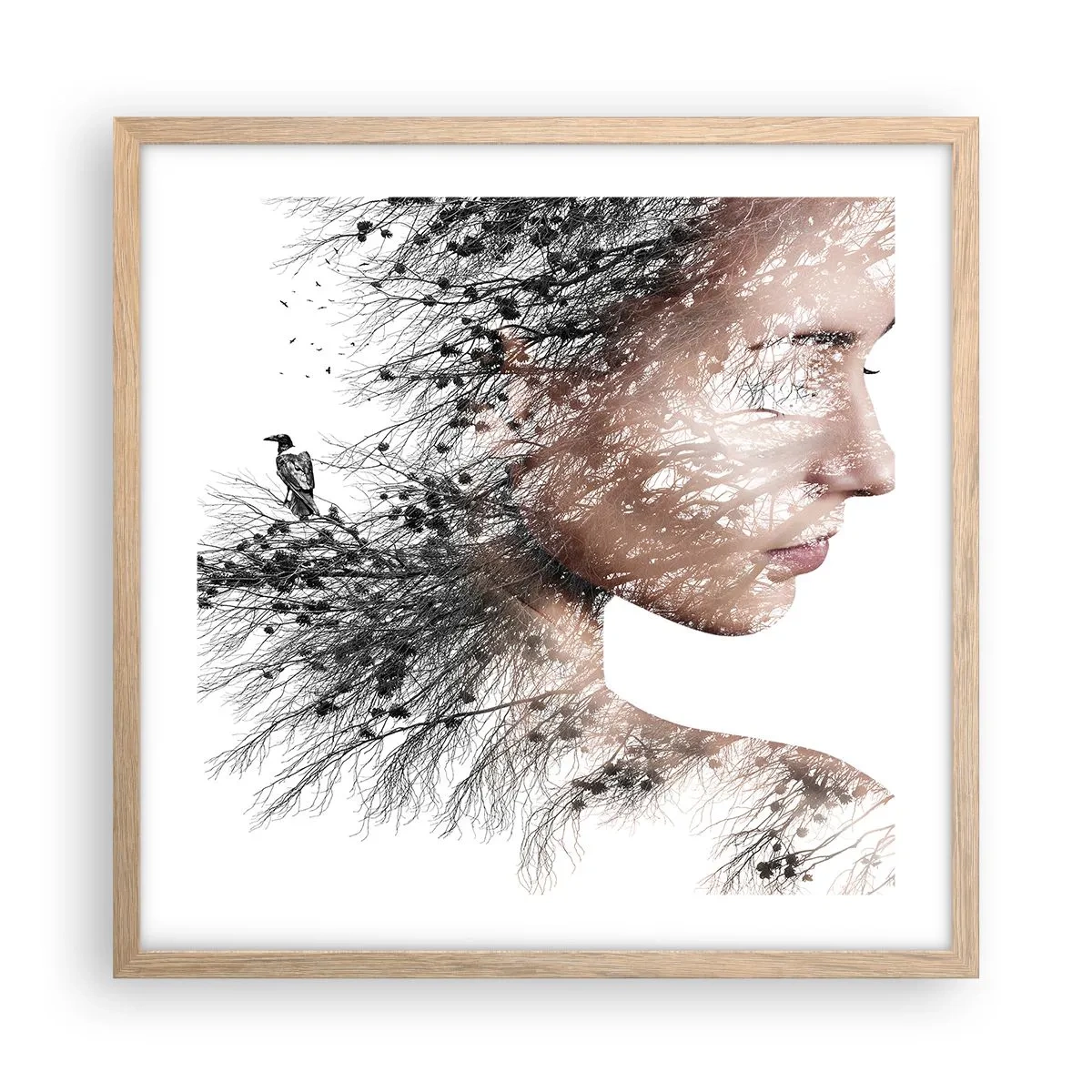 Affiche dans un chêne clair - Poster - L'âme de la forêt - 50x50 cm