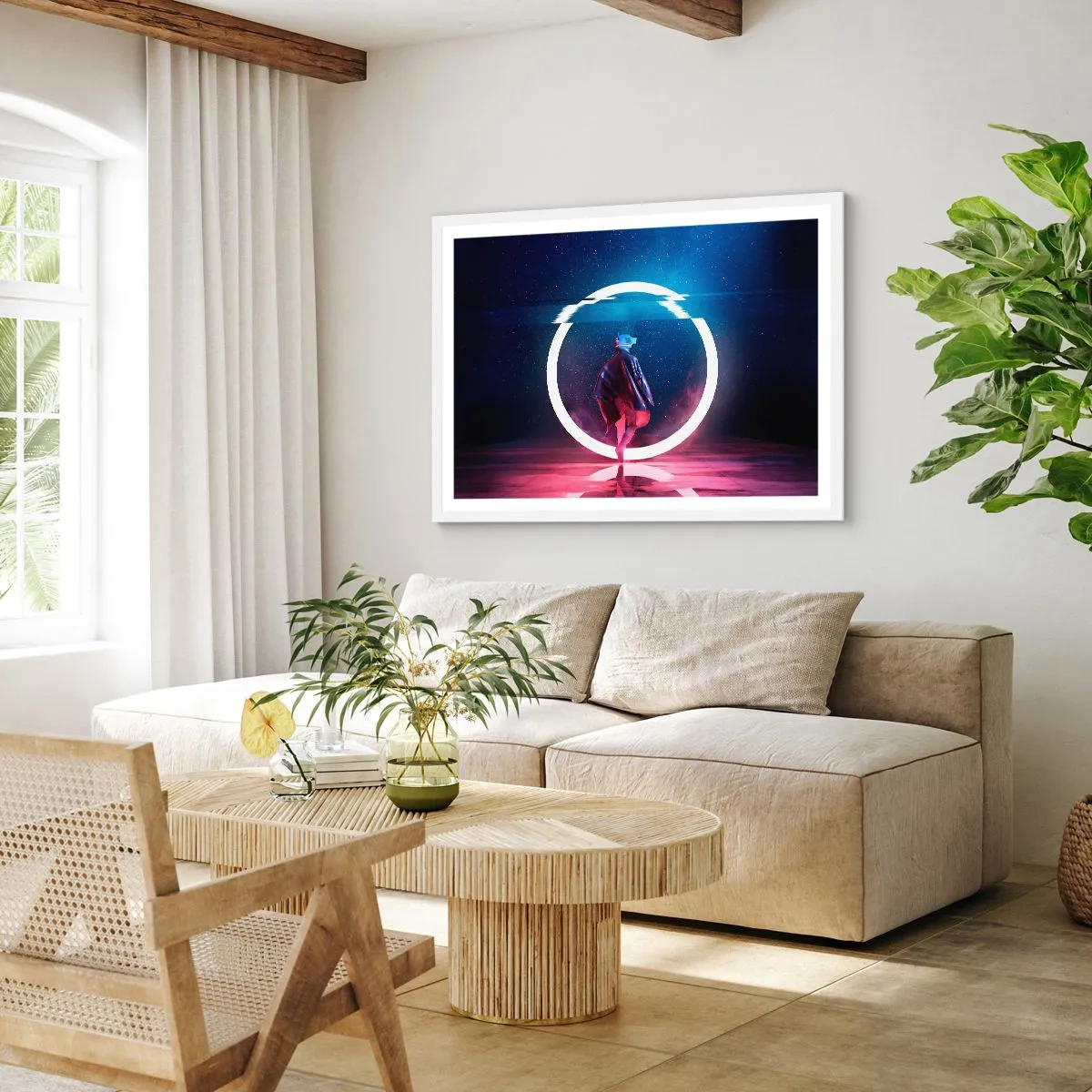 Affiche dans un cadre blanc - Poster - Entre deux mondes - 100x70 cm