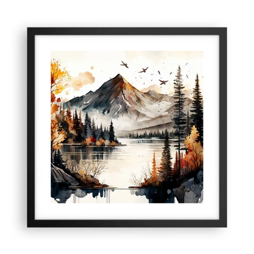 Affiche dans un cadre noir - Poster - Automne doré dans les montagnes - 40x40 cm
