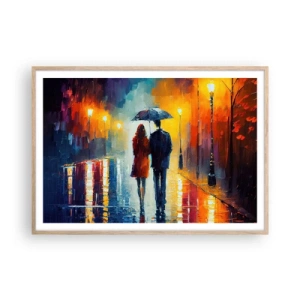 Affiche dans un chêne clair - Poster - Ensemble – une nuit colorée - 100x70 cm