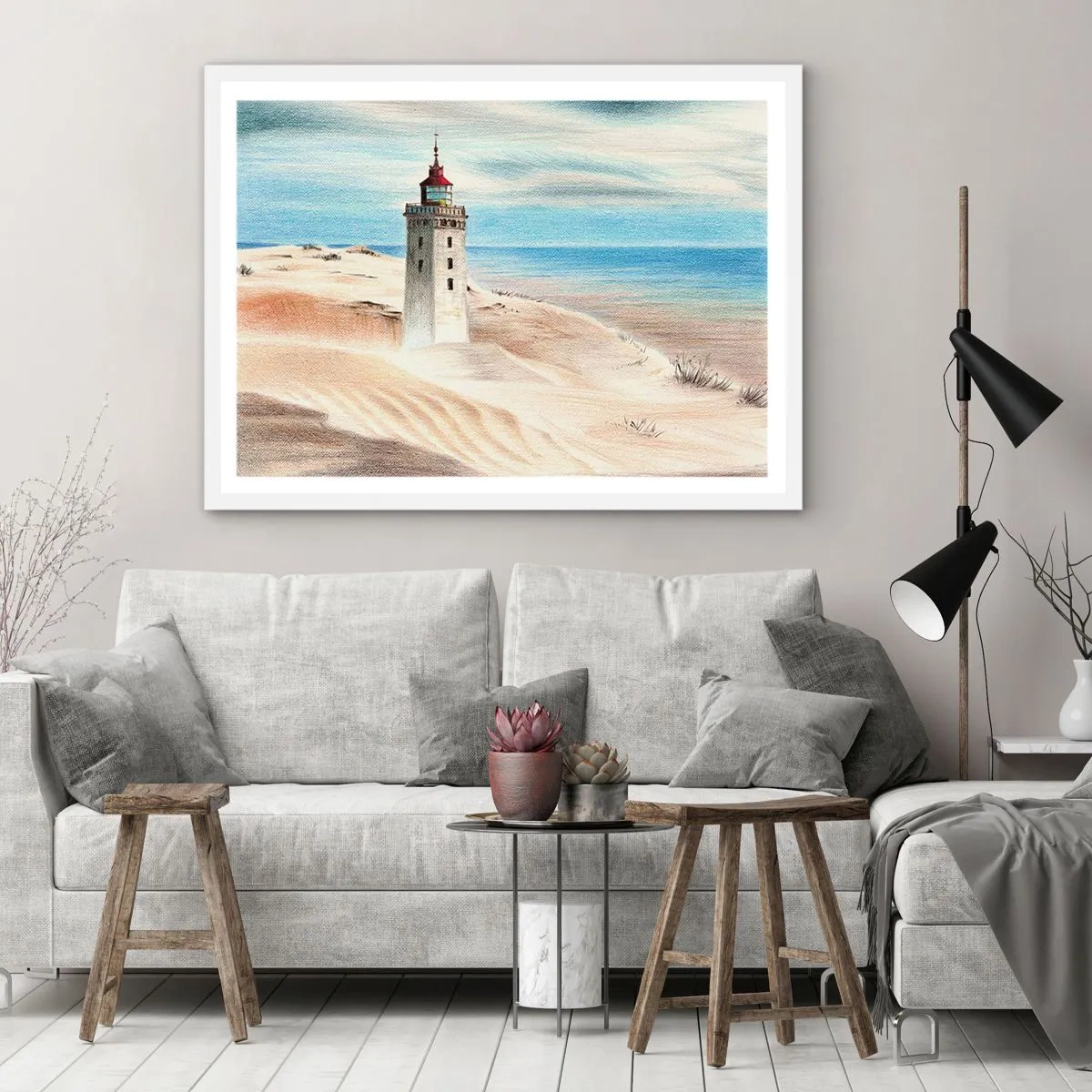 Affiche dans un cadre blanc - Poster - Toujours regarder la mer - 100x70 cm