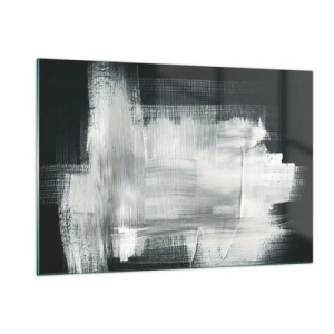 Impression sur verre - Image sur verre - Abstraction minimaliste en noir et blanc - 120x80cm - Tissé à la verticale et à l'horizontale - Décoration murale moderne pour le salon et la chambre ARTTOR