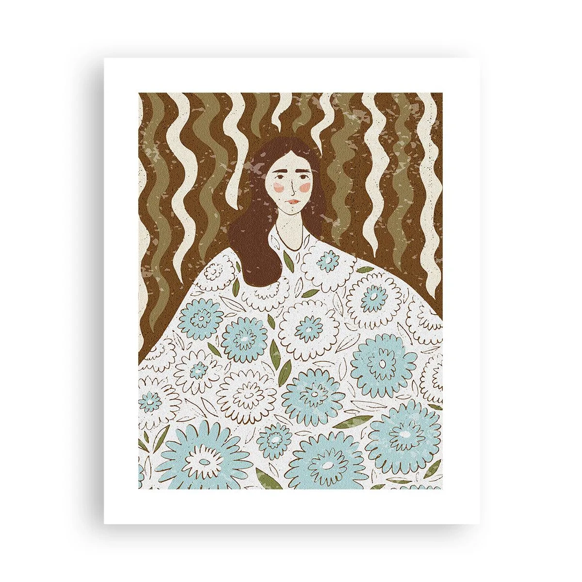 Affiche - Poster - Portrait en robe fleurie - 40x50 cm