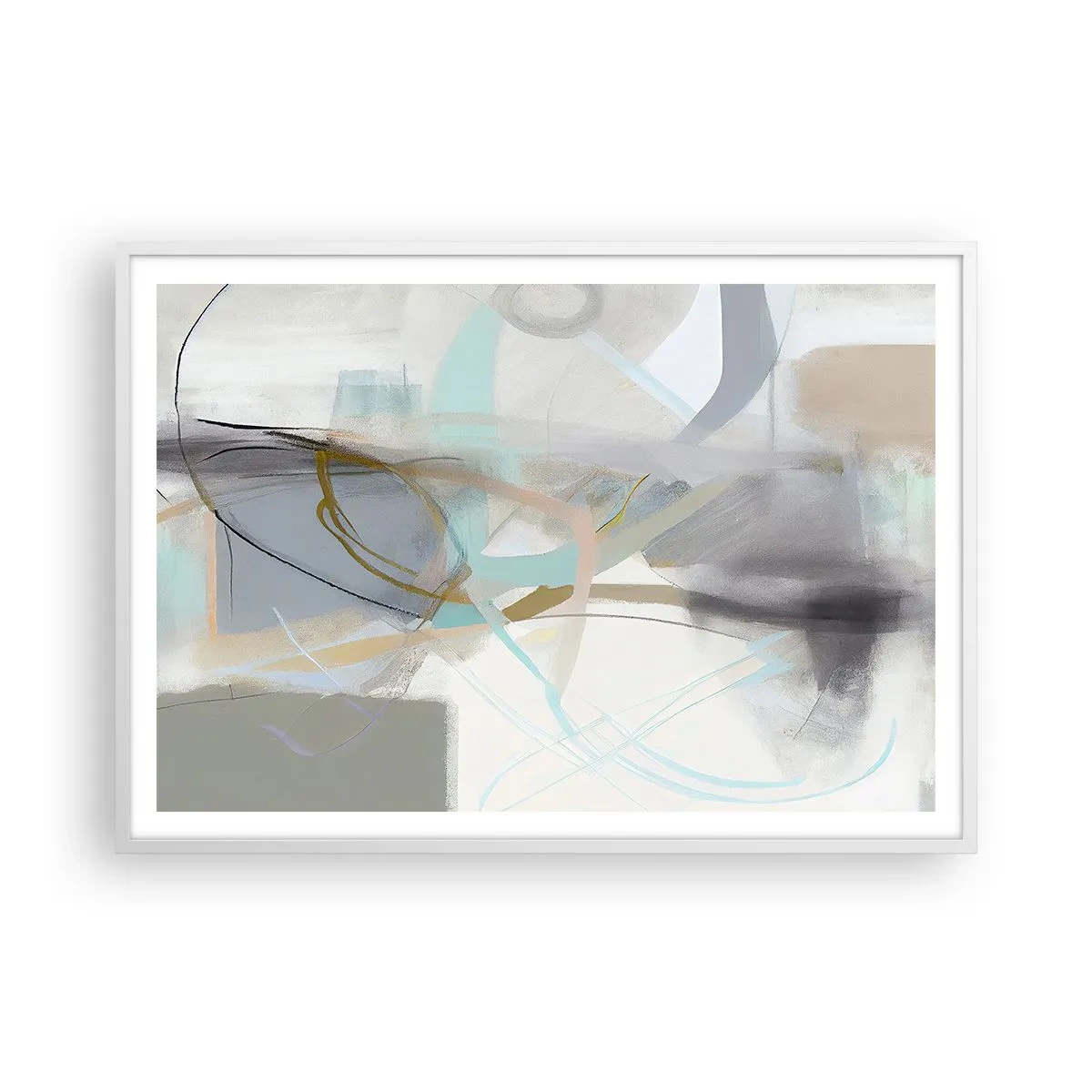 Affiche dans un cadre blanc - Poster - Abstraction brumeuse - 100x70 cm