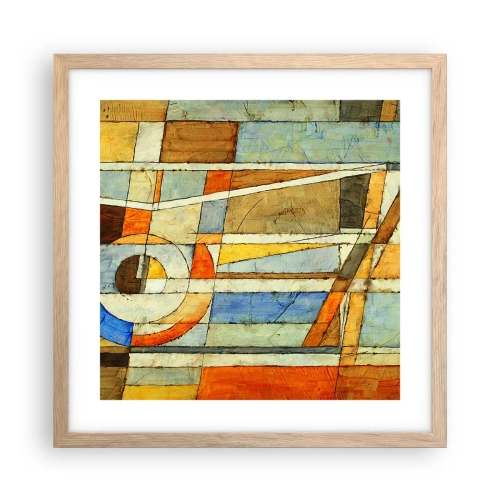 Affiche dans un chêne clair - Poster - Cubisme sur le chantier - 40x40 cm