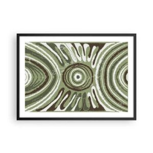 Affiche dans un cadre noir - Poster - Motifs abstraits dans les tons de vert et de marron - 70x50cm - Une explosion d'émotions - Décoration murale moderne pour le salon et la chambre ARTTOR