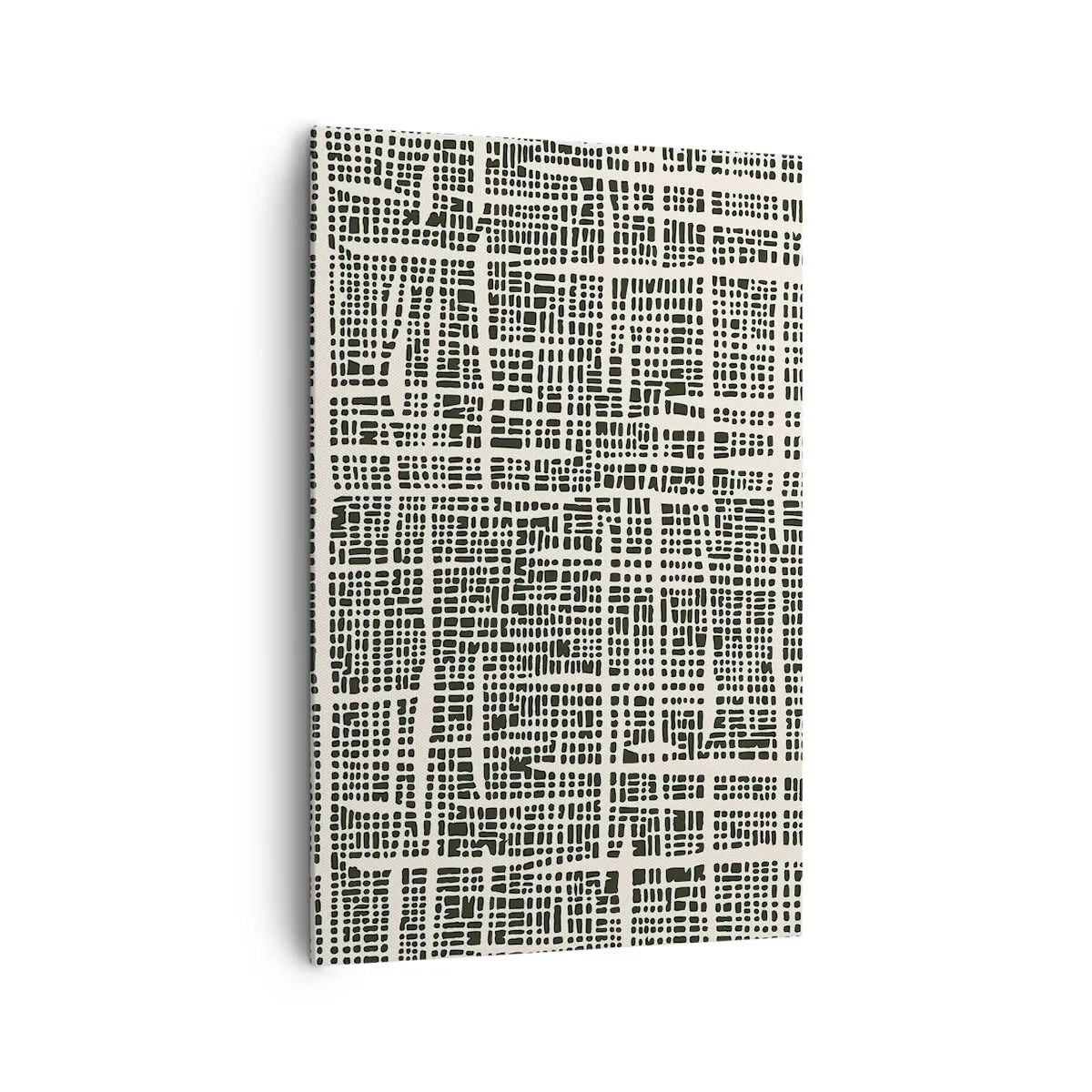 Impression sur toile - Image sur toile - Un motif géométrique ressemblant à une grille sur un fond clair - 80x120cm - Composition tissée - Décoration murale moderne pour le salon et la chambre ARTTOR