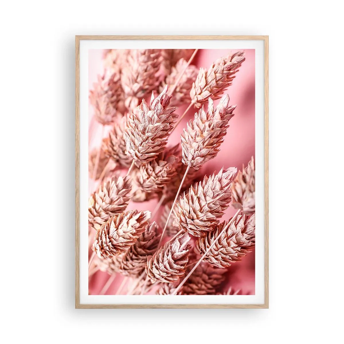 Affiche dans un chêne clair - Poster - Une cascade florale en rose - 70x100 cm