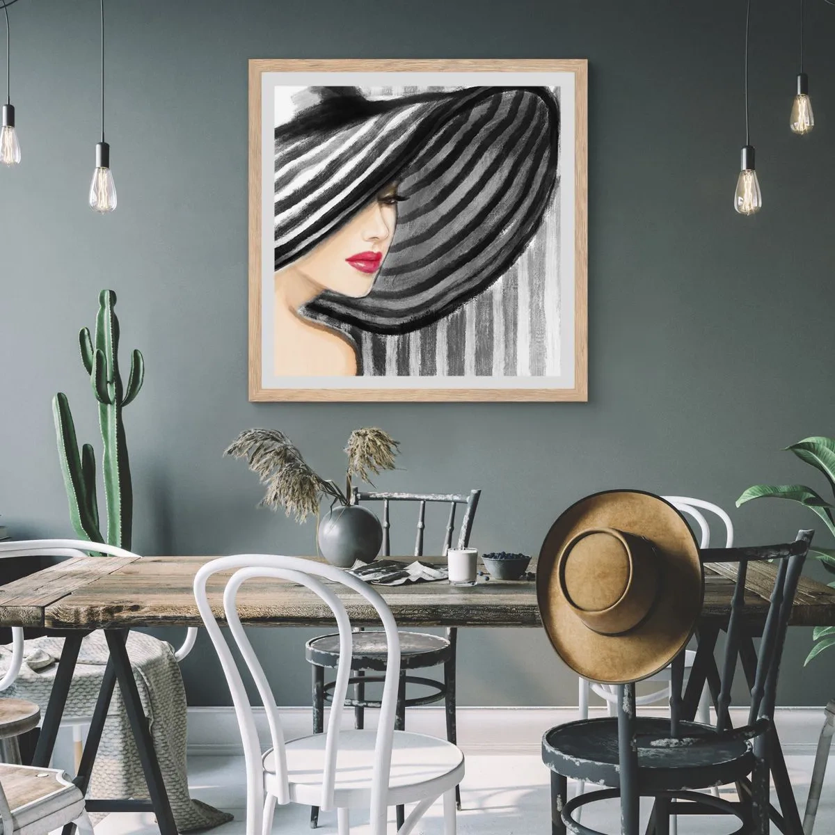 Affiche dans un chêne clair - Poster - Où te chercher ? - 60x60 cm