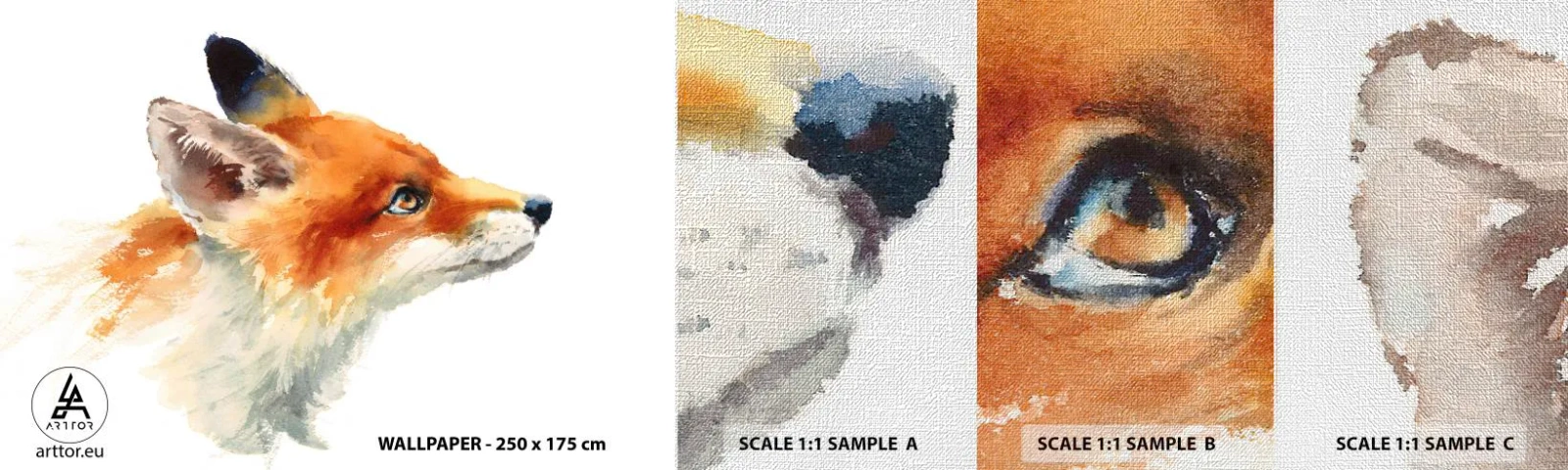 Échantillon de Papier Peint Premium Canvas - Vous ne pouvez jamais être trop prudent - Animaux, Renard, Abstraction - 100x30 cm