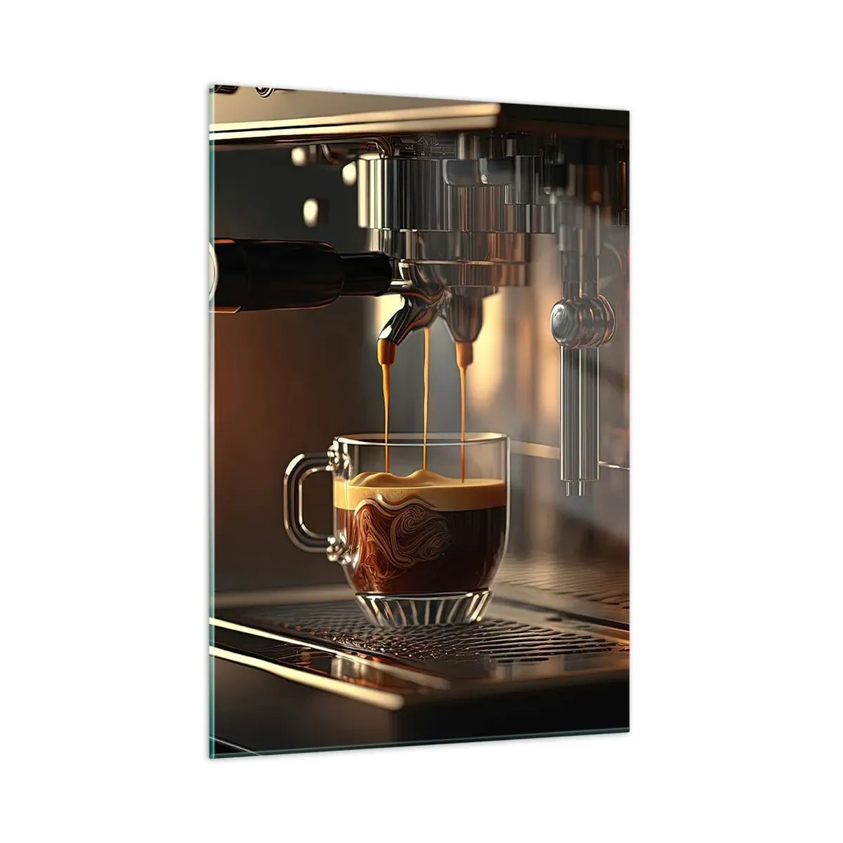 Impression sur verre - Image sur verre - Café expresso dans un verre avec de la mousse - 50x70cm - Un mélange sensuel - Décoration murale moderne pour le salon et la chambre ARTTOR