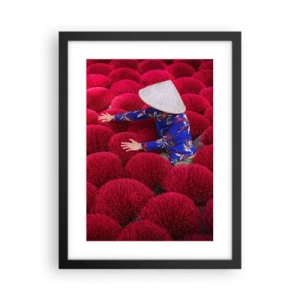 Affiche dans un cadre noir - Poster - Dans un champ de riz - 30x40 cm