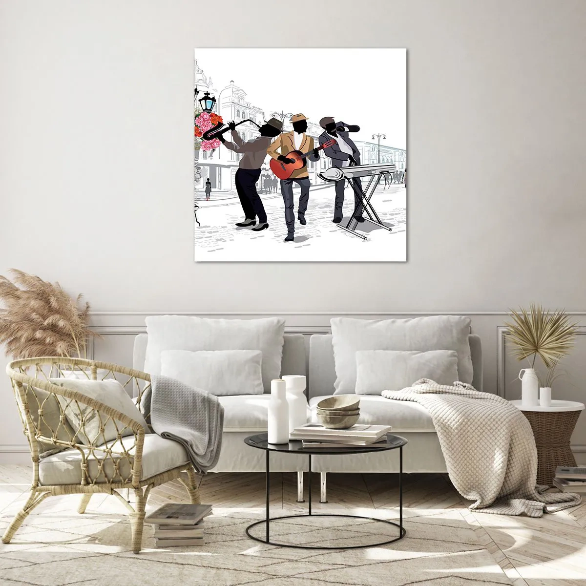 Impression sur verre - Image sur verre - Musique de rue - 30x30 cm