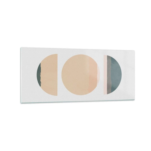 Impression sur verre - Image sur verre - Formes géométriques abstraites aux couleurs pastel - 120x50cm - Cercles après cercles - Décoration murale moderne pour le salon et la chambre ARTTOR