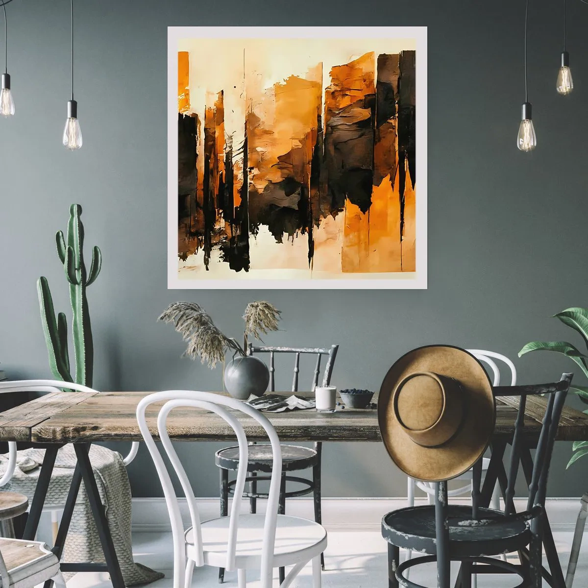 Affiche - Poster - Harmonie de noir et d'or - 60x60 cm