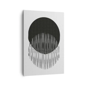 Impression sur toile - Image sur toile - Deux cercles superposés avec des lignes noires et blanches - 70x100cm - Son alter ego - Décoration murale moderne pour le salon et la chambre ARTTOR