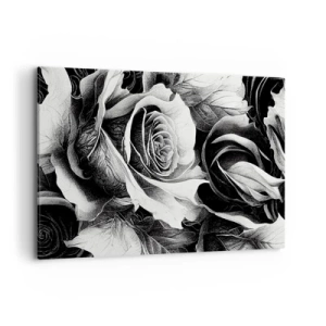 Impression sur toile - Image sur toile - Roses noires et blanches dans une composition élégante - 100x70cm - Toujours une reine - Décoration murale moderne pour le salon et la chambre ARTTOR