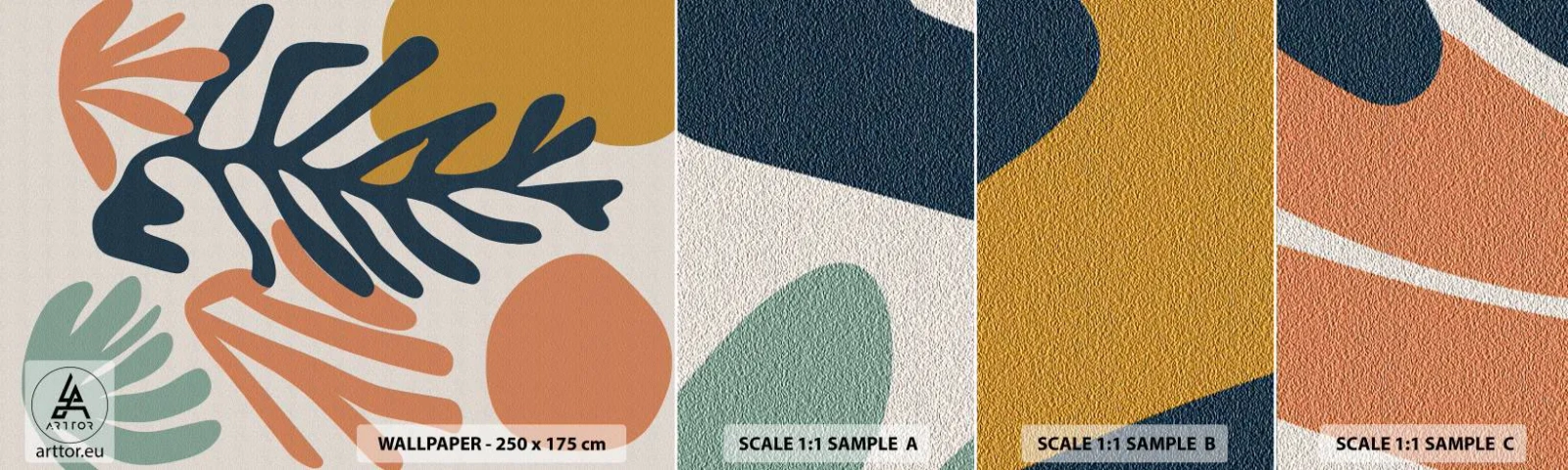 Échantillon de Papier Peint Autocollant Deluxe Sticker - Mers de corail - Bohème, Minimaliste, Feuille - 100x30 cm