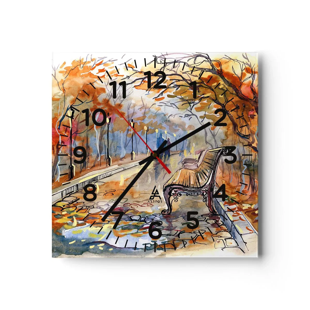 Horloge murale - Pendule murale - Errer ensemble à l'automne - 30x30 cm