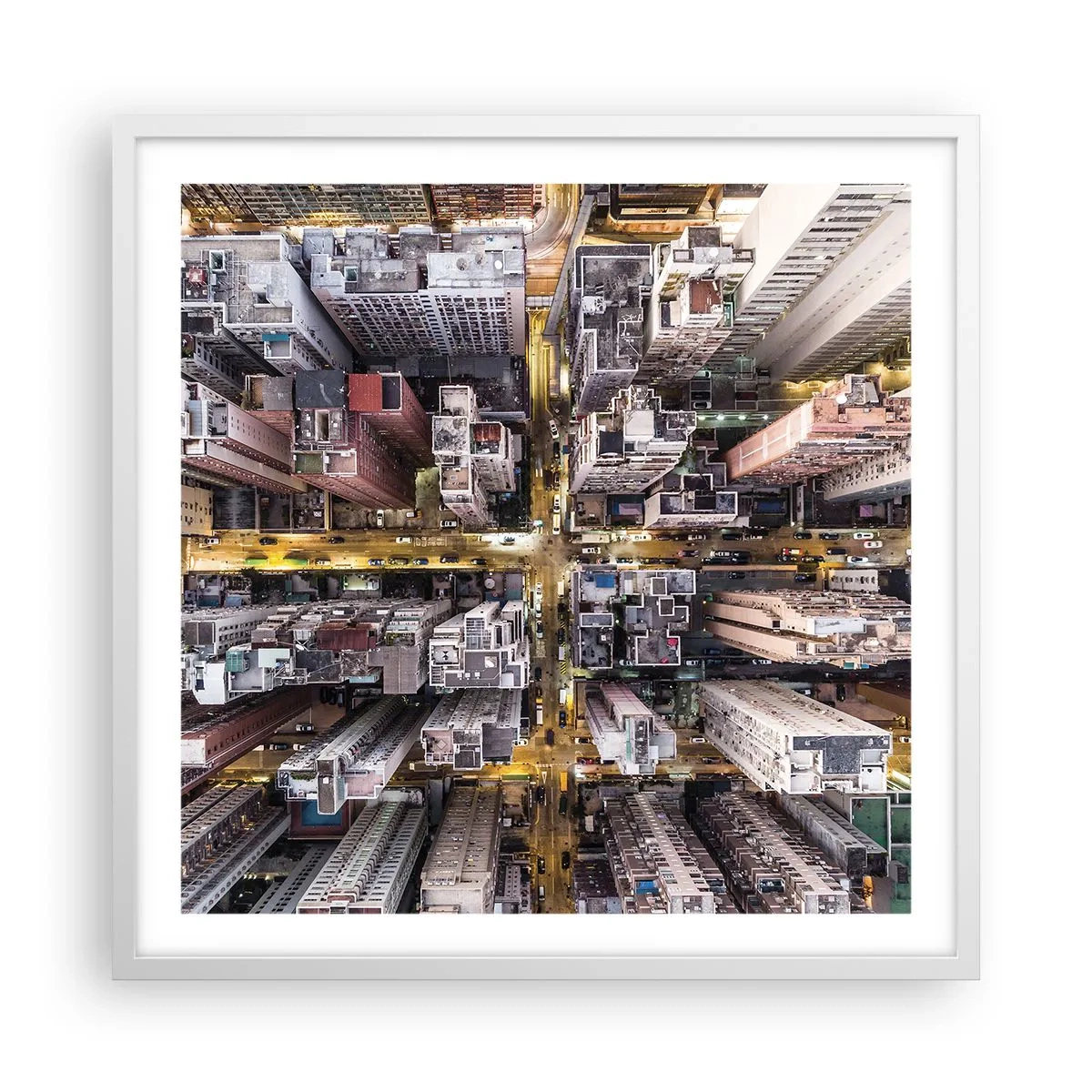 Affiche dans un cadre blanc - Poster - Salutations de Hong-Kong - 60x60 cm