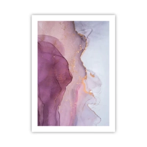 Affiche - Poster - Vagues abstraites dans des tons de lilas et de violet avec des accents dorés - 50x70cm - Vagues lilas et violettes - Décoration murale moderne pour le salon et la chambre ARTTOR