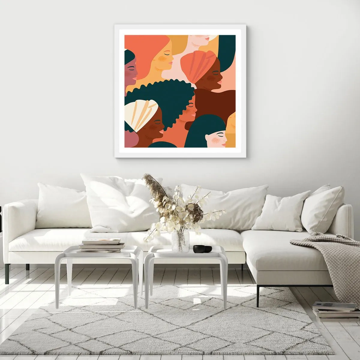 Affiche dans un cadre blanc - Poster - Uniquement la féminité - 30x30 cm