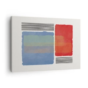 Impression sur toile - Image sur toile - Composition géométrique avec des blocs et des lignes colorés - 70x50cm - Esprit et lettre de la géométrie - Décoration murale moderne pour le salon et la chambre ARTTOR