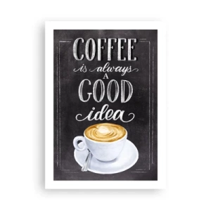 Affiche - Poster - Affiche de café avec lettrage style tableau noir - 50x70cm - Bien sûr! - Décoration murale moderne pour le salon et la chambre ARTTOR