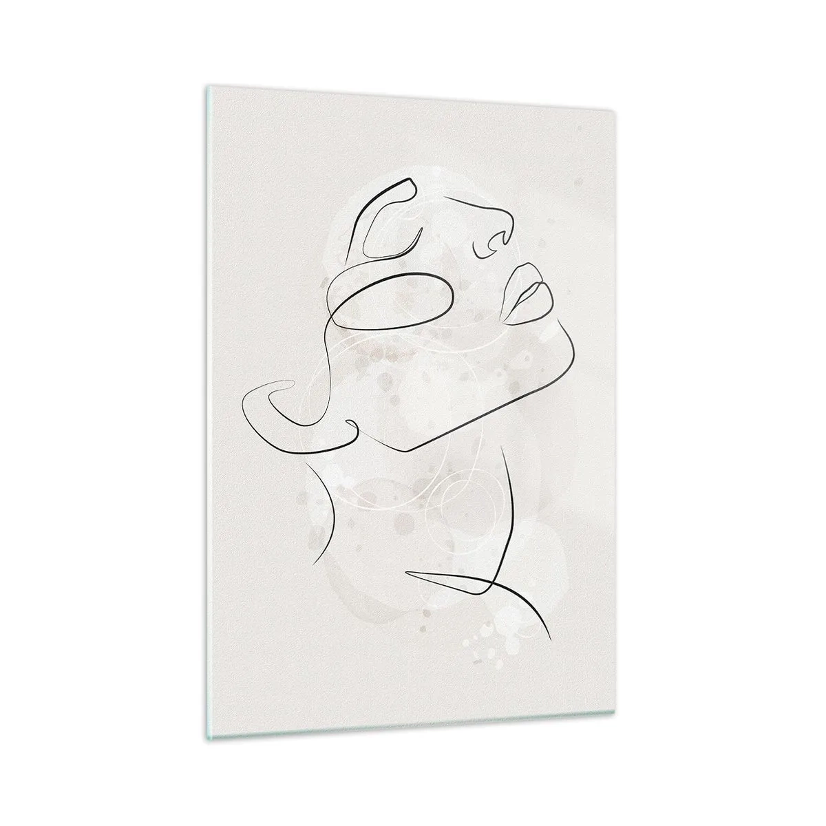 Impression sur verre - Image sur verre - Un visage de femme minimaliste dessiné avec une seule ligne. - 50x70cm - L'esquisse d'un rêve - Décoration murale moderne pour le salon et la chambre ARTTOR