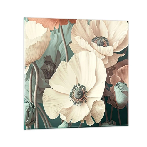 Impression sur verre - Image sur verre - Le murmure des coquelicots - 40x40 cm