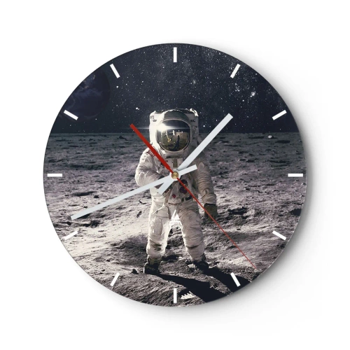 Horloge murale - Pendule murale - Astronaute sur la surface lunaire - 30x30cm - Salutations de la lune - Décoration murale moderne pour le salon, la cuisine et la chambre ARTTOR