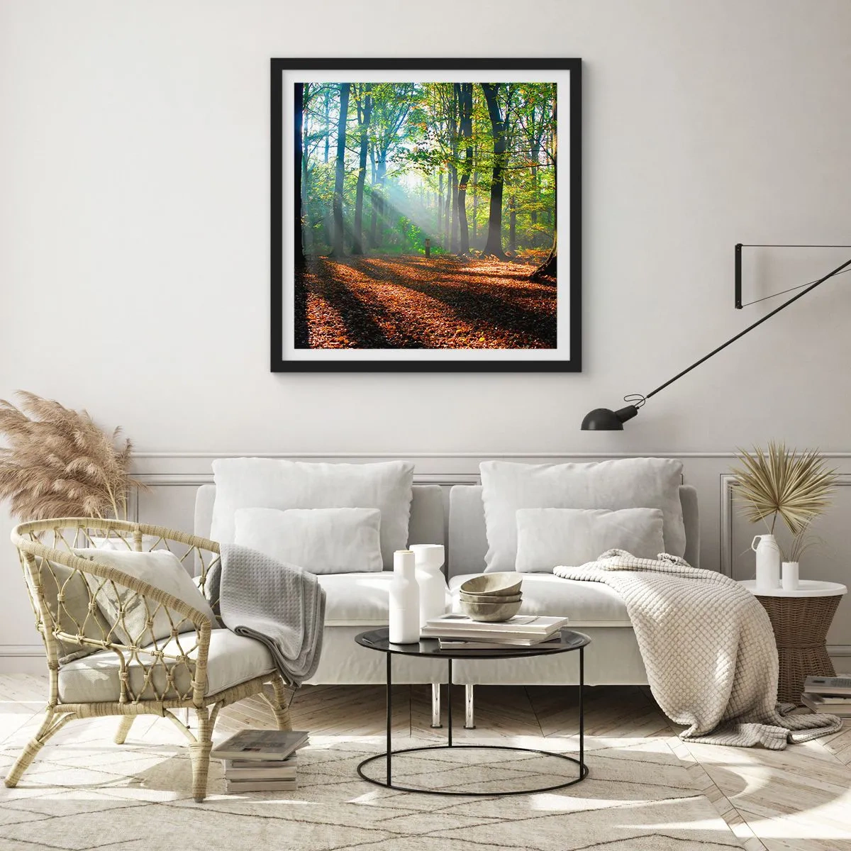 Affiche dans un cadre noir - Poster - Ombres et lumières - 40x40 cm