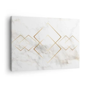 Impression sur toile - Image sur toile - Losanges dorés minimalistes sur fond de marbre - 70x50cm - Vue à l'infini - Décoration murale moderne pour le salon et la chambre ARTTOR