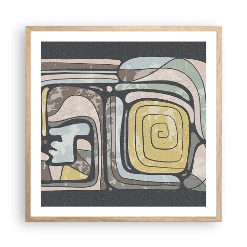 Affiche dans un chêne clair - Poster - L'abstraction dans l'esprit précolombien - 60x60 cm