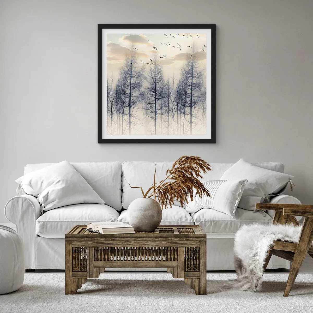 Affiche dans un cadre noir - Poster - L'âme de la forêt - 30x30 cm