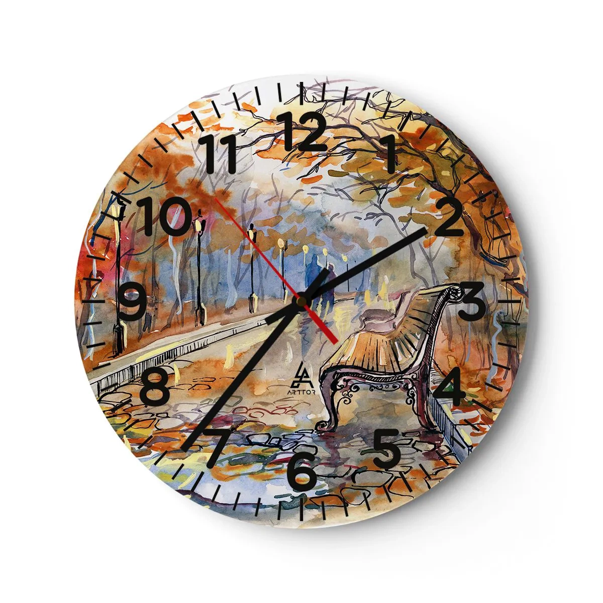 Horloge murale - Pendule murale - Errer ensemble à l'automne - 30x30 cm