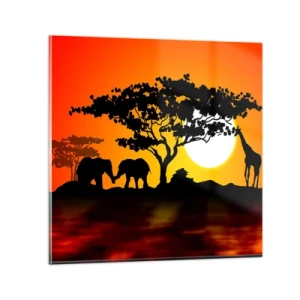 Impression sur verre - Image sur verre - Rencontre dans la savane - 70x70 cm
