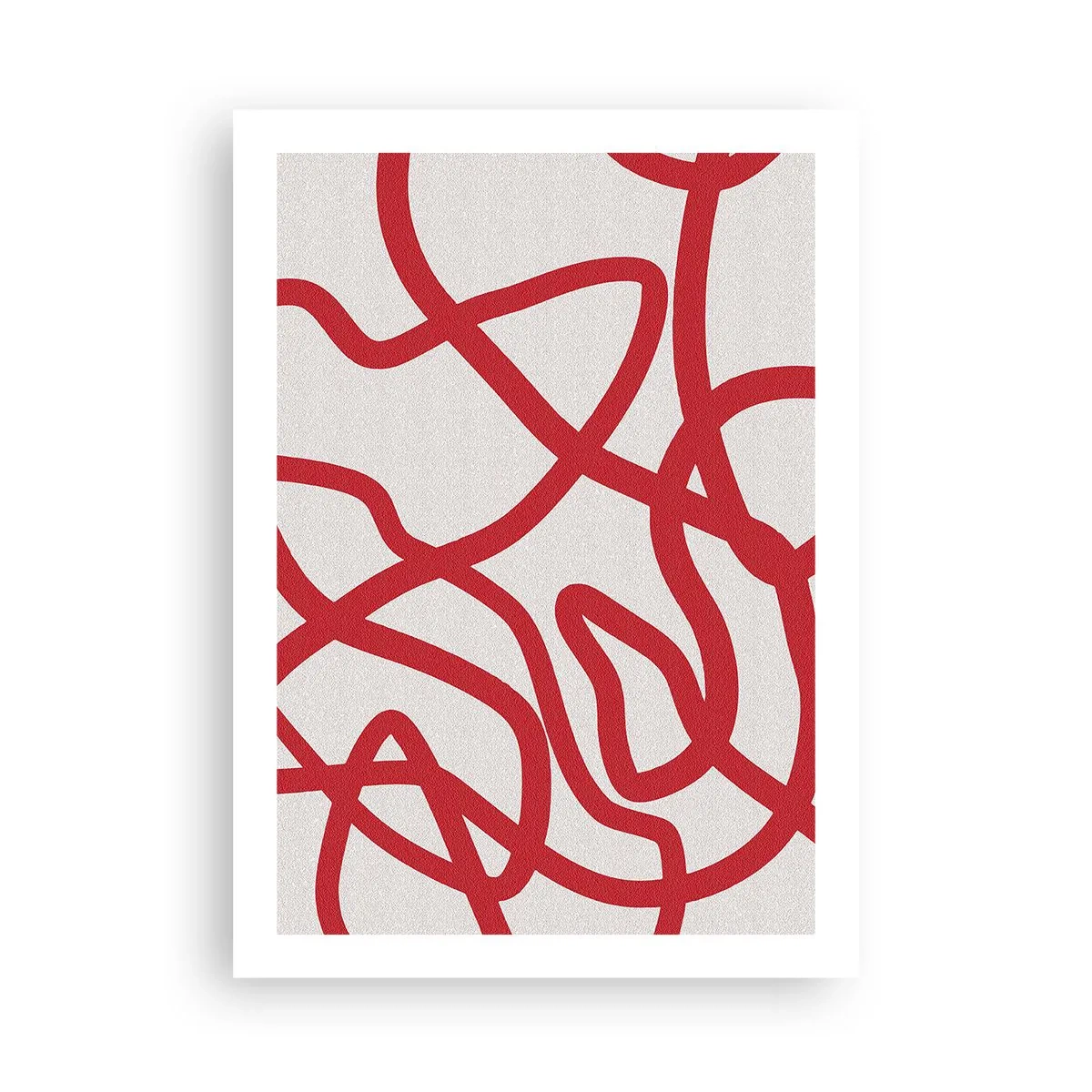 Affiche - Poster - Composition abstraite de lignes rouges dynamiques sur fond clair. - 50x70cm - Rouge sur blanc - Décoration murale moderne pour le salon et la chambre ARTTOR