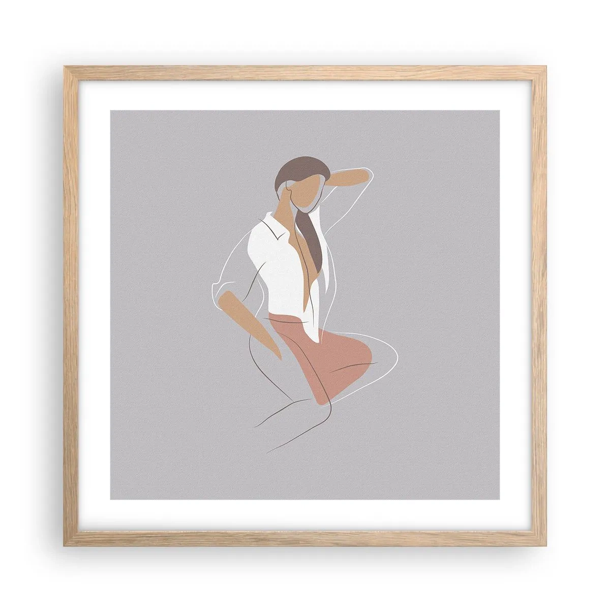 Affiche dans un chêne clair - Poster - Contour gracieux - 50x50 cm