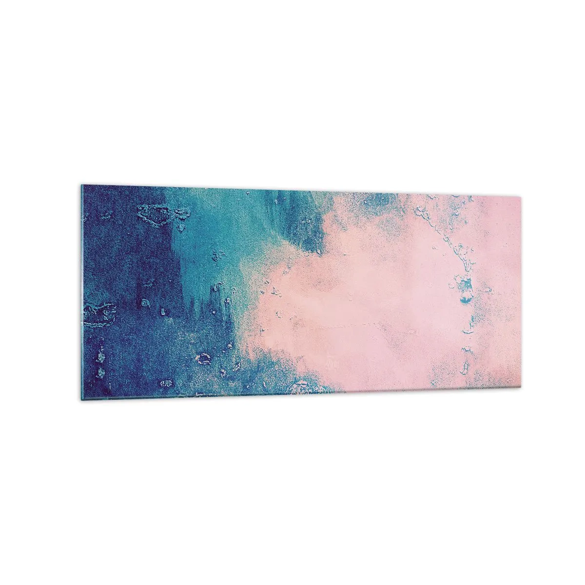 Impression sur verre - Image sur verre - Texture abstraite dans les tons de rose et de bleu - 120x50cm - Etreintes bleues - Décoration murale moderne pour le salon et la chambre ARTTOR