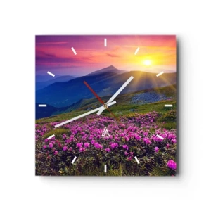 Horloge murale - Pendule murale - … Et autour, ça sent le pin des montagnes et l'odeur de la prairie - 40x40 cm