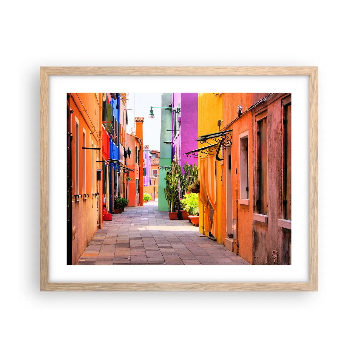 Affiche dans un chêne clair - Poster - Allée arc-en-ciel - 50x40 cm