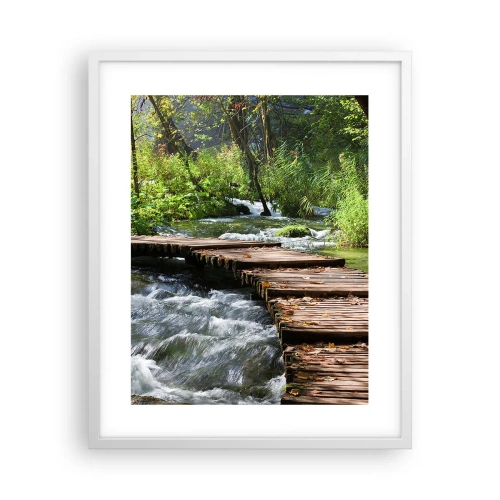 Affiche dans un cadre blanc - Poster - Au-dessus de la cascade mousseuse - 40x50 cm