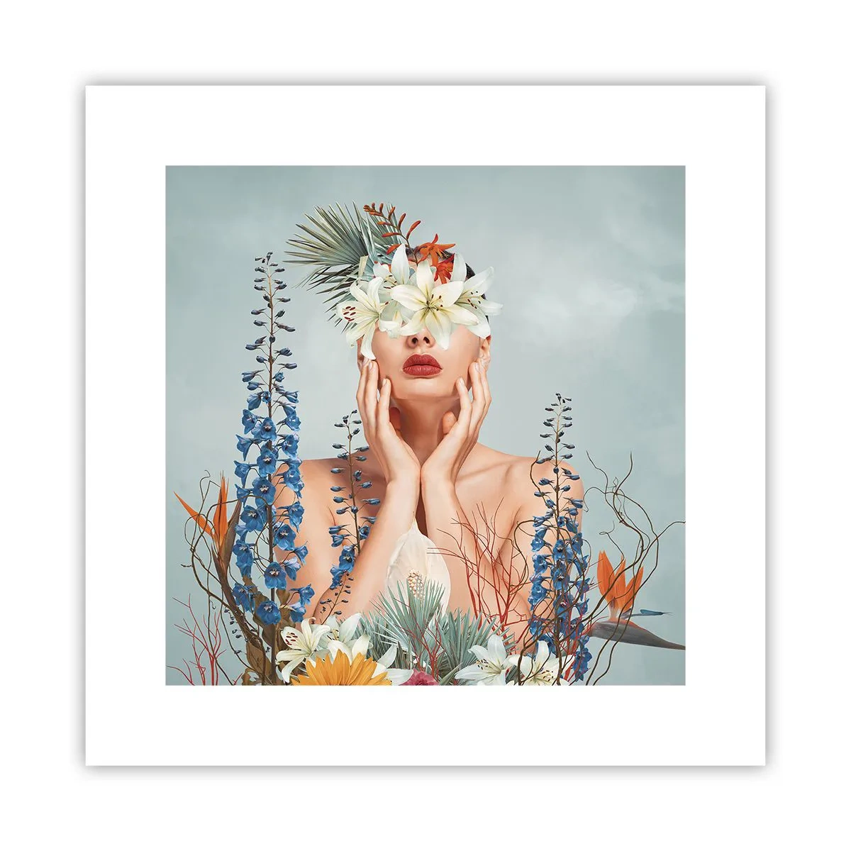 Affiche - Poster - Femme - fleur - 30x30 cm