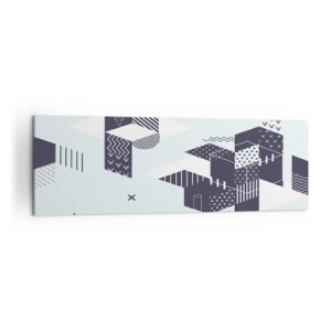 Impression sur toile - Image sur toile - Graphismes géométriques modernes dans des tons de blanc et de bleu marine - 160x50cm - Dans l'âme d'un mathématicien - Décoration murale moderne pour le salon et la chambre ARTTOR